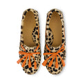 ELODIE Leo Orange Mokassin aus Kuhleder mit auffälligem Muster - farbenfroher Damenschuh