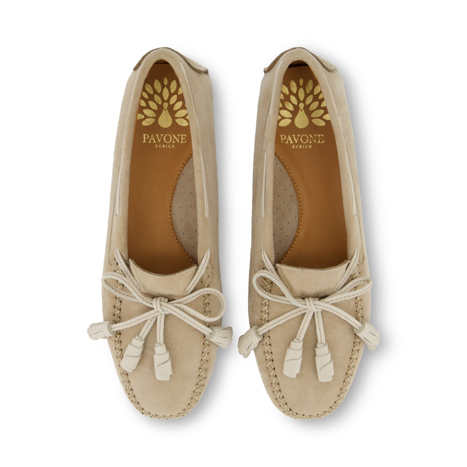 ELODIE Powder Mokassin mit cremefarbener Schleife - femininer Damenschuh