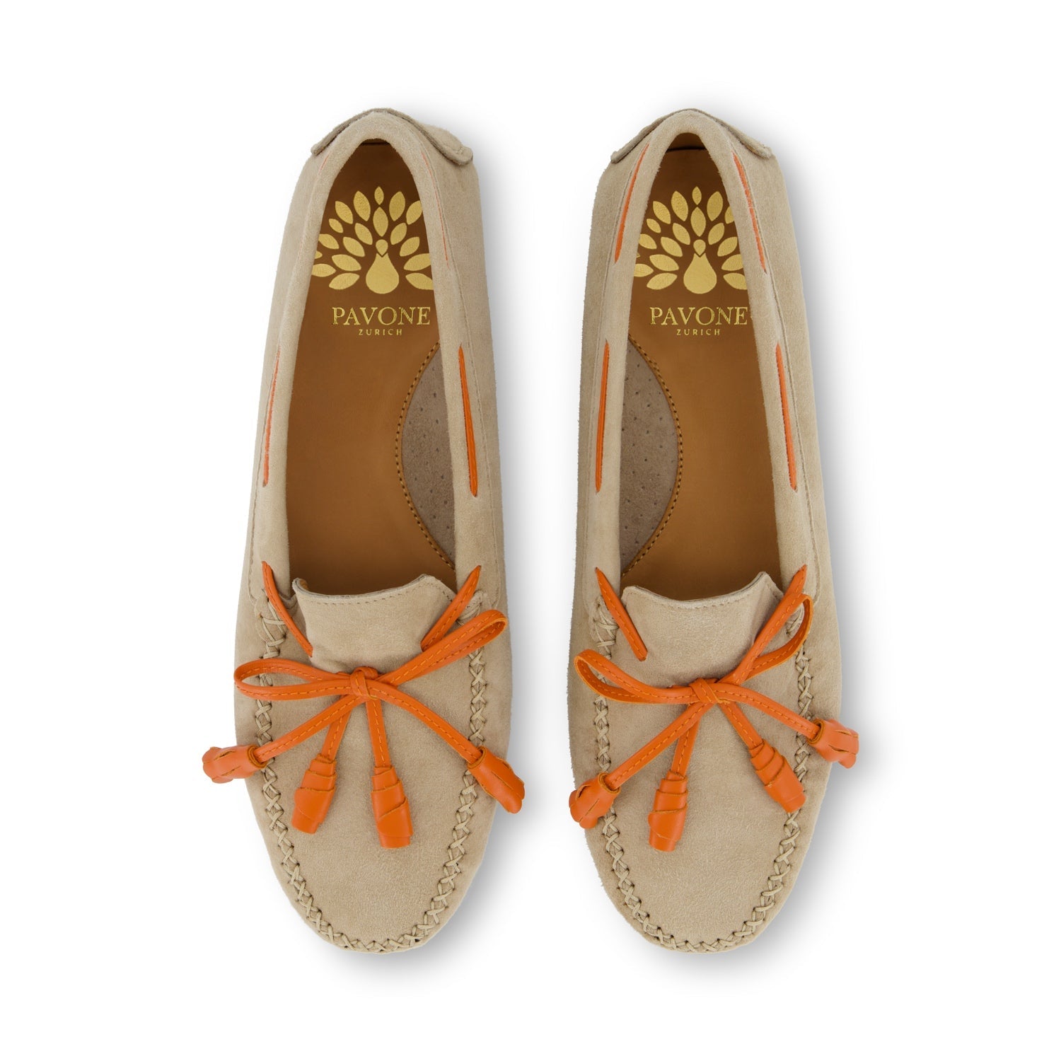 ELODIE Powder Mokassin mit orangen Akzenten aus Ziegenleder - eleganter Damenschuh